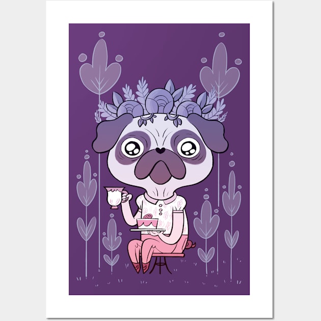 Tea Time for Pug Wall Art by monitosbonitos